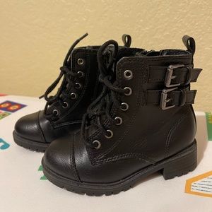 NWOT Toddler Girl Two Buckle Black Boots Size 8